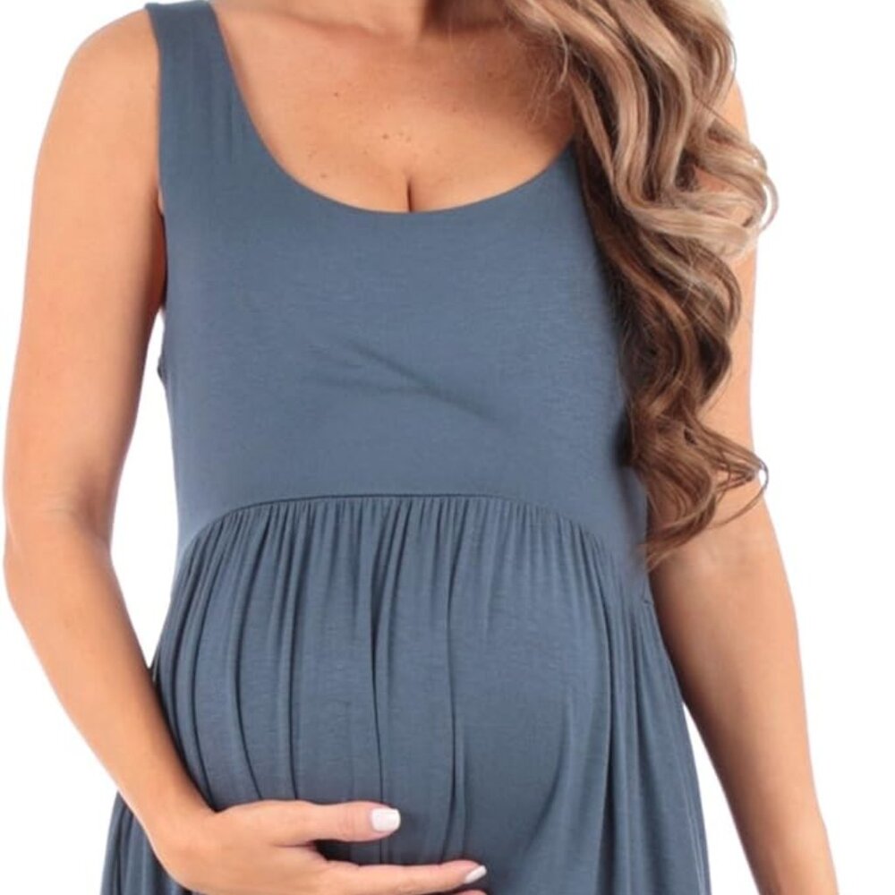 *Maternity* Womens Sleeveless Ruched  Dress with Pockets